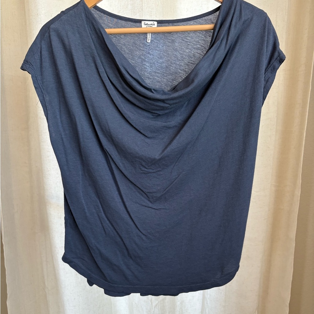 Splendid Navy Drape Blouse